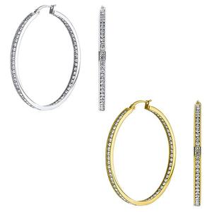 Saffron Silver & Gold Inside Out 40mm Hoop Earrings Set
