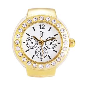 Womens Gold-Tone Chronograph Dial Ring Watch - GRWCHRBV-03