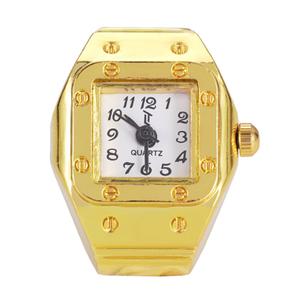 Womens Gold-Tone White Square Dial Ring Watch - GRWSBV-01