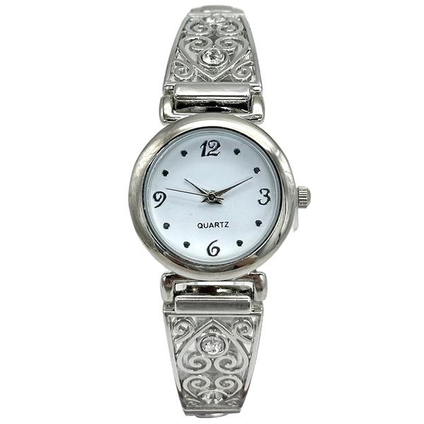 Womens Silver Easy-Read White Dial Quartz Watch - LWBN03BV