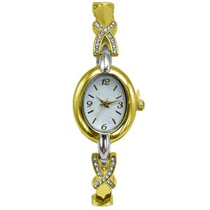 Womens Two-Tone White Dial Quartz Two-Tone Watch - LWBN08BV