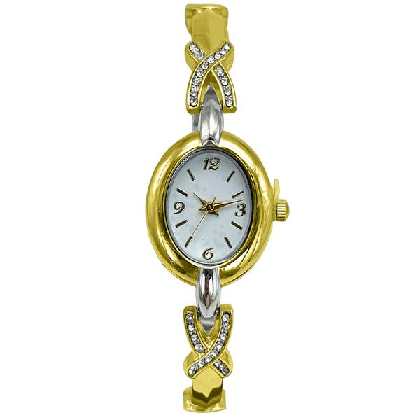 Womens Two-Tone White Dial Quartz Two-Tone Watch - LWBN08BV