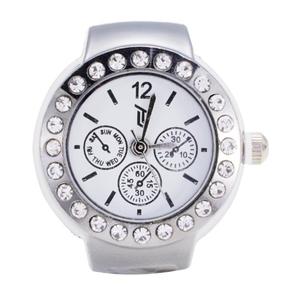Womens Silver-Tone White Chronograph Dial Ring Watch - RWCHRBV-02
