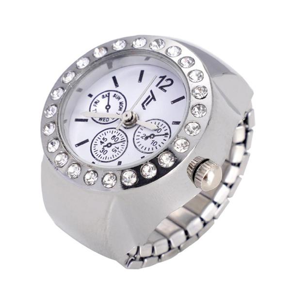 Womens Silver-Tone White Chronograph Dial Ring Watch - RWCHRBV-02 alternate view