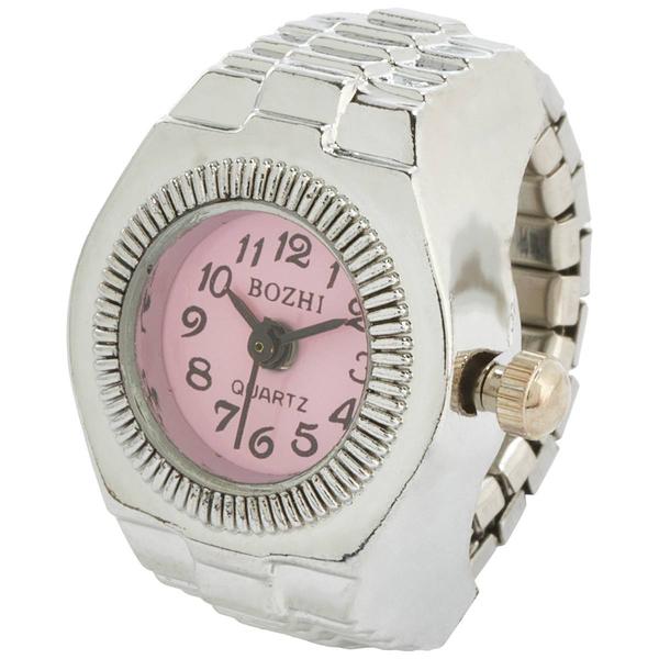 Womens Silver-Tone Pink Dial Quartz Ring Watch - RWRBV-03