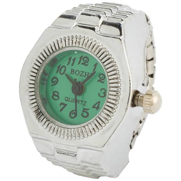 Womens Silver-Tone Green Round Dial Quartz Watch - RWRBV-04