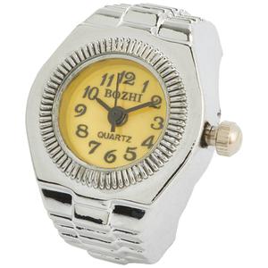 Womens Silver-Tone Yellow Round Dial Quartz Ring Watch - RWRBV-08