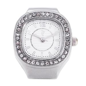 Womens Silver-Tone White Square Dial Ring Watch - RWS2BV-01