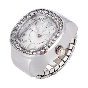 Womens Silver-Tone White Square Dial Ring Watch - RWS2BV-01 alternate view
