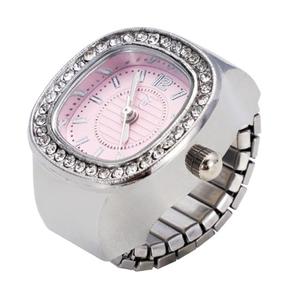 Womens Silver-Tone Pink Square Dial Ring Watch - RWS2BV-02 alternate view
