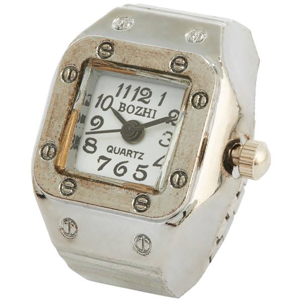 Womens White Square Dial Quartz Ring Watch - RWSBV-02