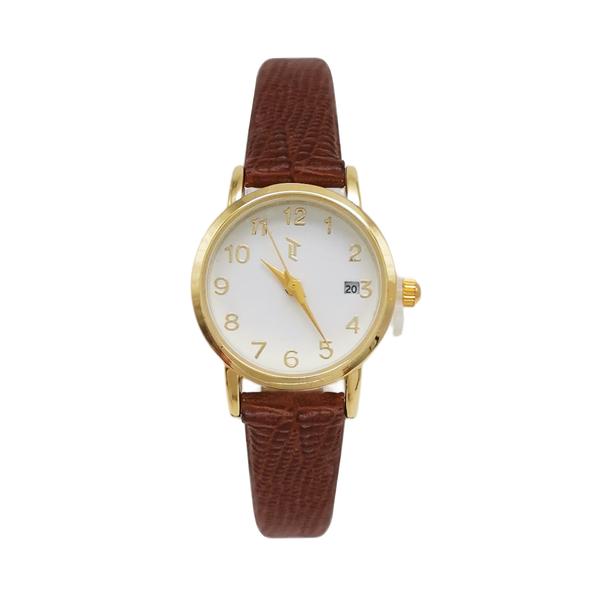 Womens Gold-Tone Watch with Brown Leather Strap - LWLTBV-01