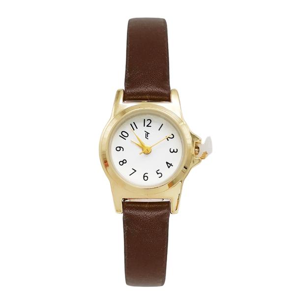 Womens 21mm Gold-Tone Watch with Brown Leather Strap - LWLTBV-05