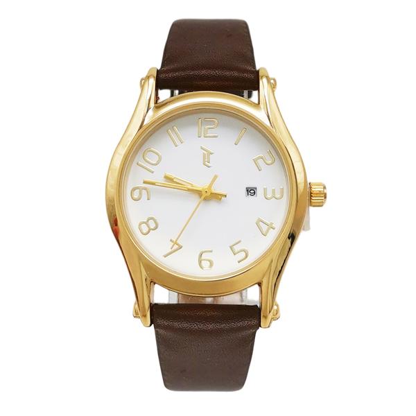 Womens 30mm Gold-Tone Watch with Brown Leather Strap - LWLTBV-08
