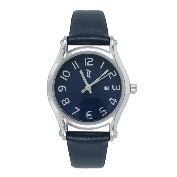 Womens 30mm Silver-Tone Watch with Navy Leather Strap - LWLTBV-10