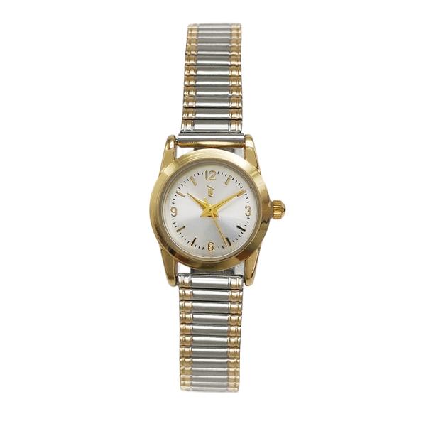 Womens Gold-Tone Watch with Two-Tone Stretch Bracelet - LWLTBV-15