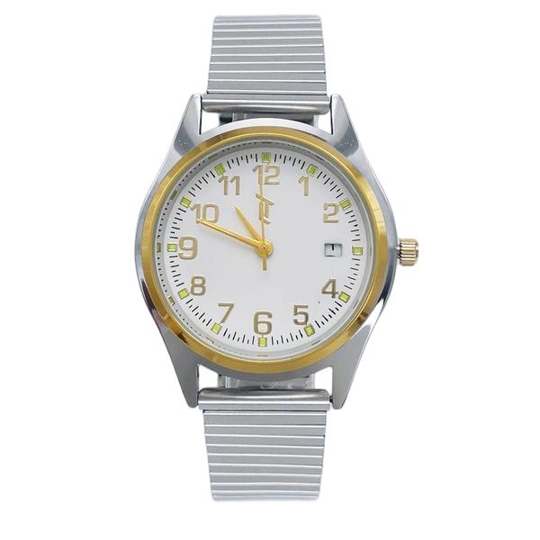 Mens Two-Tone Case Watch with Silver Stretch Bracelet - MWLTBV-11