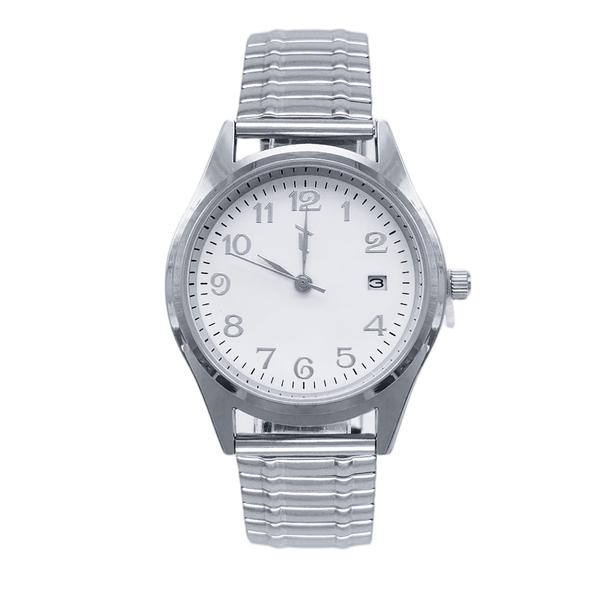 Mens 36mm Silver-Tone Silver Stretch Bracelet Watch - MWLTBV-13