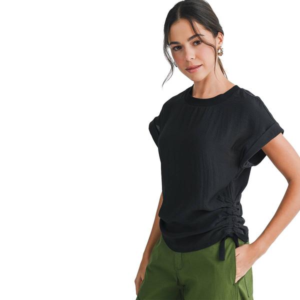 Womens CITY BLUES Short Sleeve Cinched Side Blouse alternate view