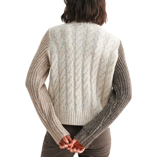 Womens CITY BLUES Long Sleeve Patchwork Cable Sweater alternate view