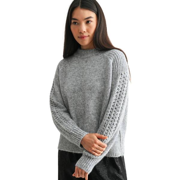 Womens CITY BLUES Long Open Knit Sleeve Mock Neck Sweater