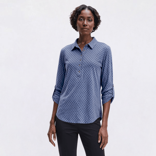 Petite Hasting & Smith 3/4 Roll Tab Sleeve Polka Dot Blouse alternate view