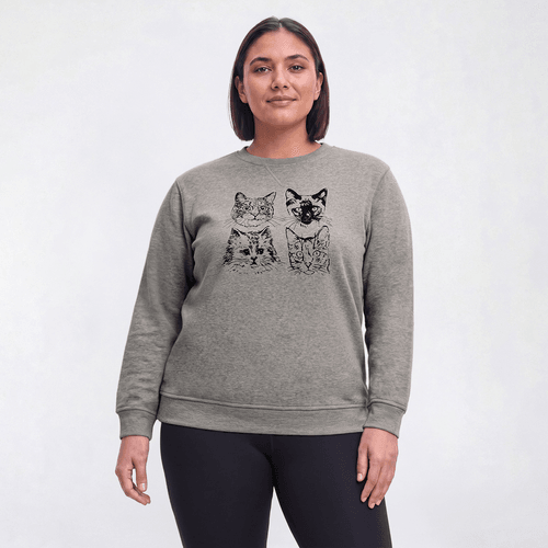 Plus Size Hasting & Smith Long Sleeve Cat Fleece Sweatshirt