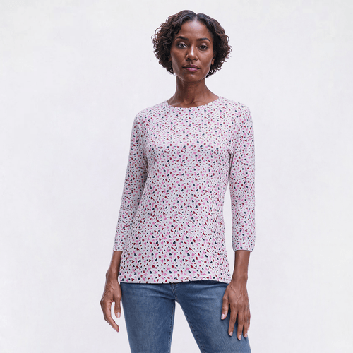 Womens Hasting & Smith 3/4 Sleeve Heart Crew Neck Tee