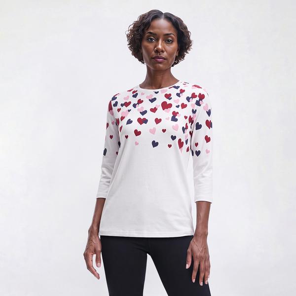 Womens Hasting & Smith 3/4 Sleeve Tossed Heart Bodice Tee
