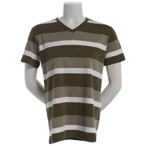 Petite Hasting & Smith Short Sleeve Rugby Stripe V Neck Tee