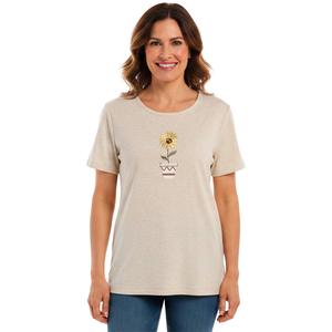 Petite Hasting & Smith Short Sleeve Embroidered Sunflower Tee