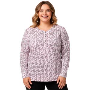 Plus Size Hasting & Smith Long Sleeve Ditsy Floral Henley Tee alternate view
