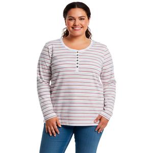Plus Size Hasting & Smith Long Sleeve Stripe Henley Tee alternate view