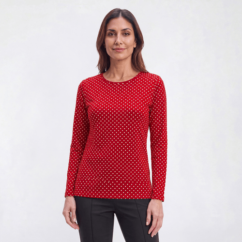 Womens Hasting & Smith Long Sleeve Polka Dot Tee