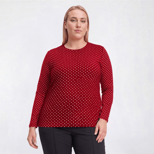 Plus Size Hasting & Smith Long Sleeve Polka Dot Tee alternate view