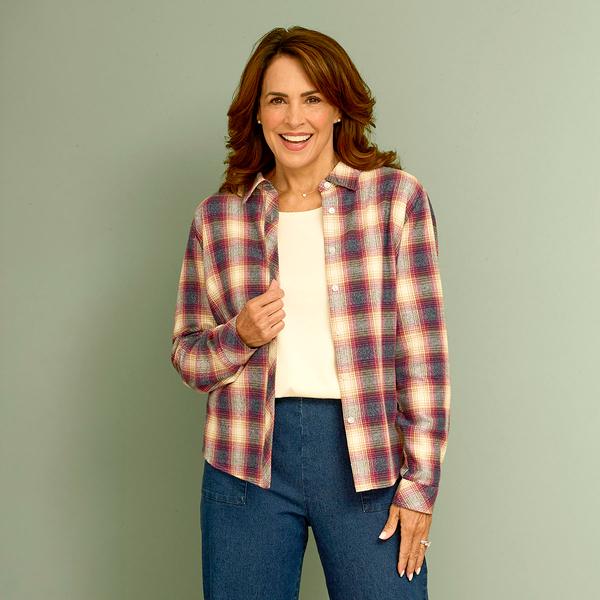 Petite Hasting & Smith Long Sleeve Point Collar Plaid Flannel