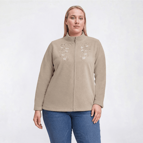 Plus Size Hasting & Smith Long Sleeve Floral Fleece Jacket