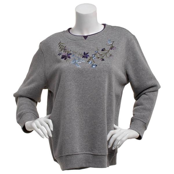 Petite Hasting & Smith Floral Vine Embroider Fleece Sweatshirt