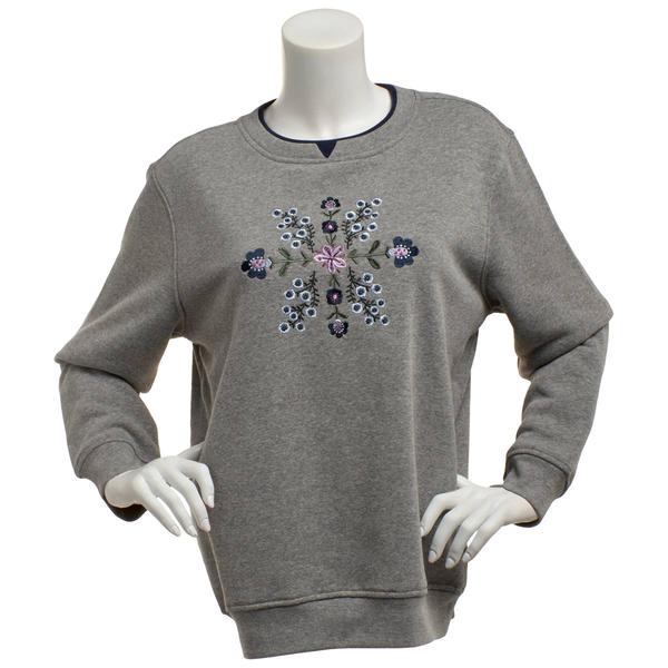 Petite Hasting & Smith Folk Art Floral Spray Fleece Sweatshirt
