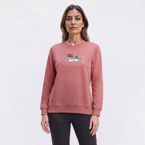 Petite Hasting & Smith Snow Owls Sweatshirt