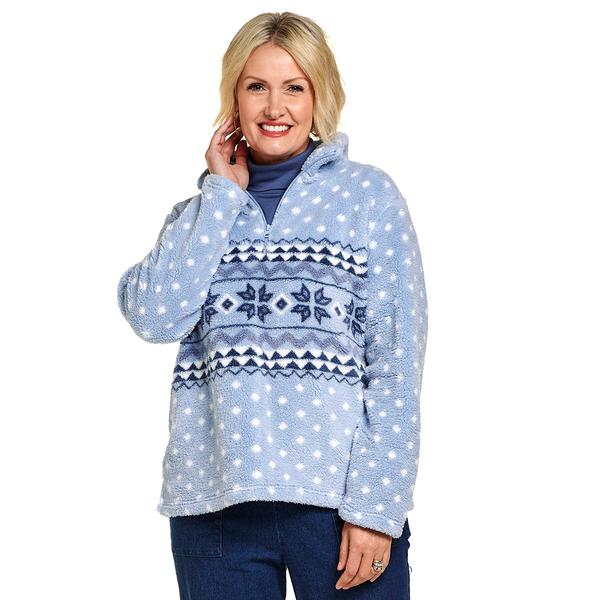 Petite Hasting & Smith Long Sleeve Cozy Dot Zip Sherpa Sweatshirt