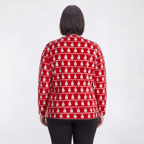 Plus Size Hasting & Smith Long Sleeve Snowman Fleece Sweater alternate view