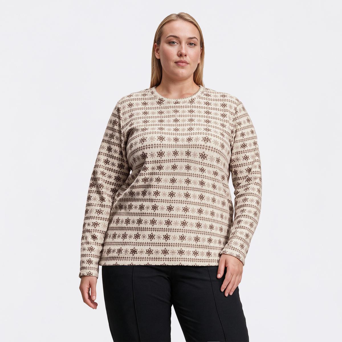 Plus Size Hasting & Smith Long Sleeve Snowflake Fleece Sweater