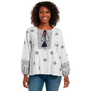 Petite Architect(R) 3/4 Sleeve Boho Peasant Blouse
