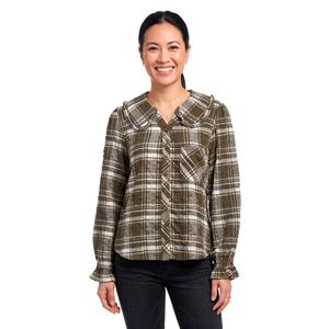 Womens Architect(R) Long Sleeve Plaid Peter Pan Collar Blouse