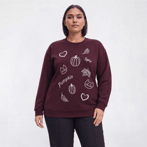 Plus Size Architect(R) Long Sleeve Fleece Lined Pumpkin Sweatshirt