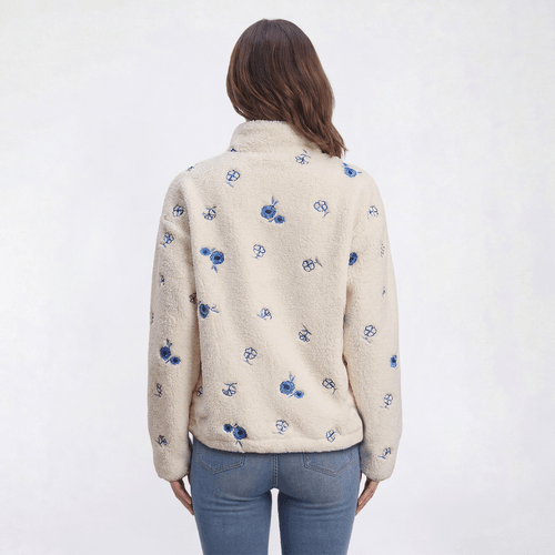 Womens Architect(R) Long Sleeve Zip Neck Floral Sherpa Sweater alternate view
