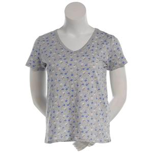 Petite Architect(R) Short Sleeve V Neck Ditsy Floral Tee