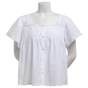 Womens Architect(R) Short Sleeve Square Neck Button Front Blouse