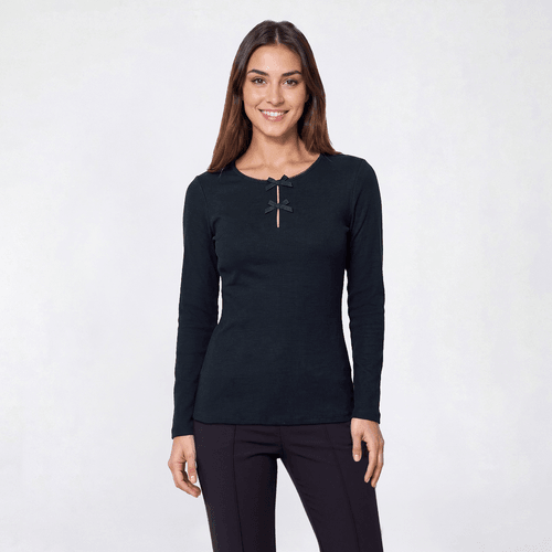 Petite Architect(R) Long Sleeve Keyhole Neck & Bow Accent Tee alternate view